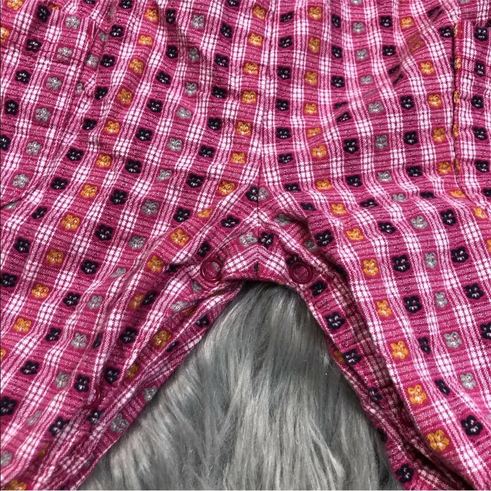 Vintage Baby Disney Pink Plaid Minnie Mouse Overalls Romper